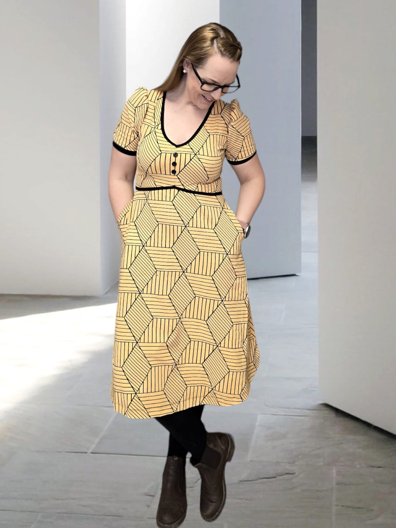 Button Up Dress Strl 34-56 Pappersmönster