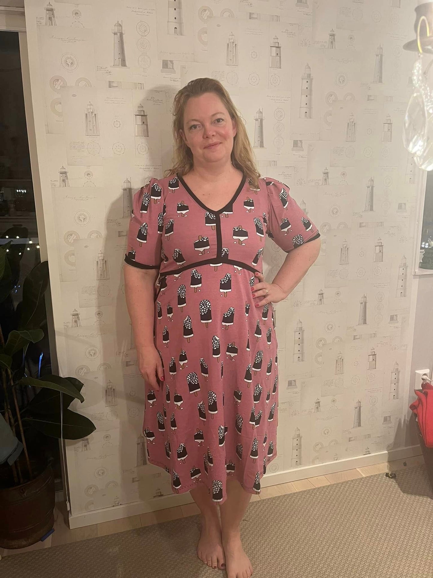 Button Up Dress Strl 34-56 Pappersmönster