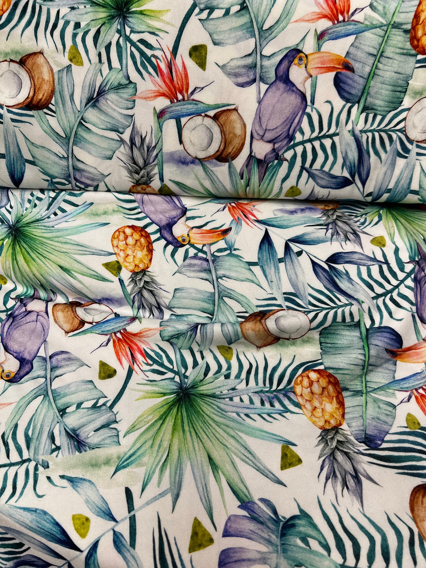 Toucaner och frukter Vävd Bambuviscose TILLFÄLLIGT PARTI (Kopia)