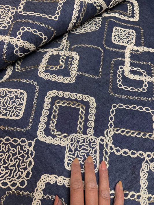 Broderad denim Rutor