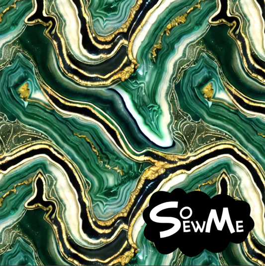 Dramatic Marble Green GOTS-Trikå/Jersey