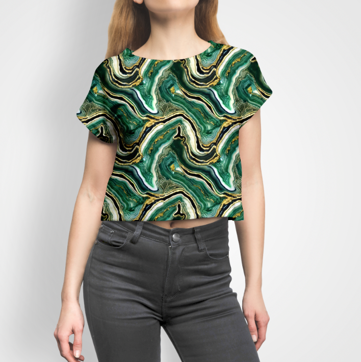 Dramatic Marble Green GOTS-Trikå/Jersey