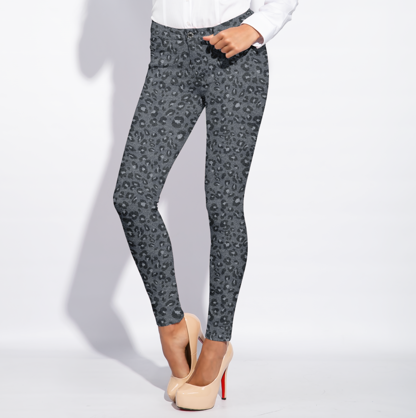 Denimlook Leopard TRYCKS PÅ BESTÄLLNING