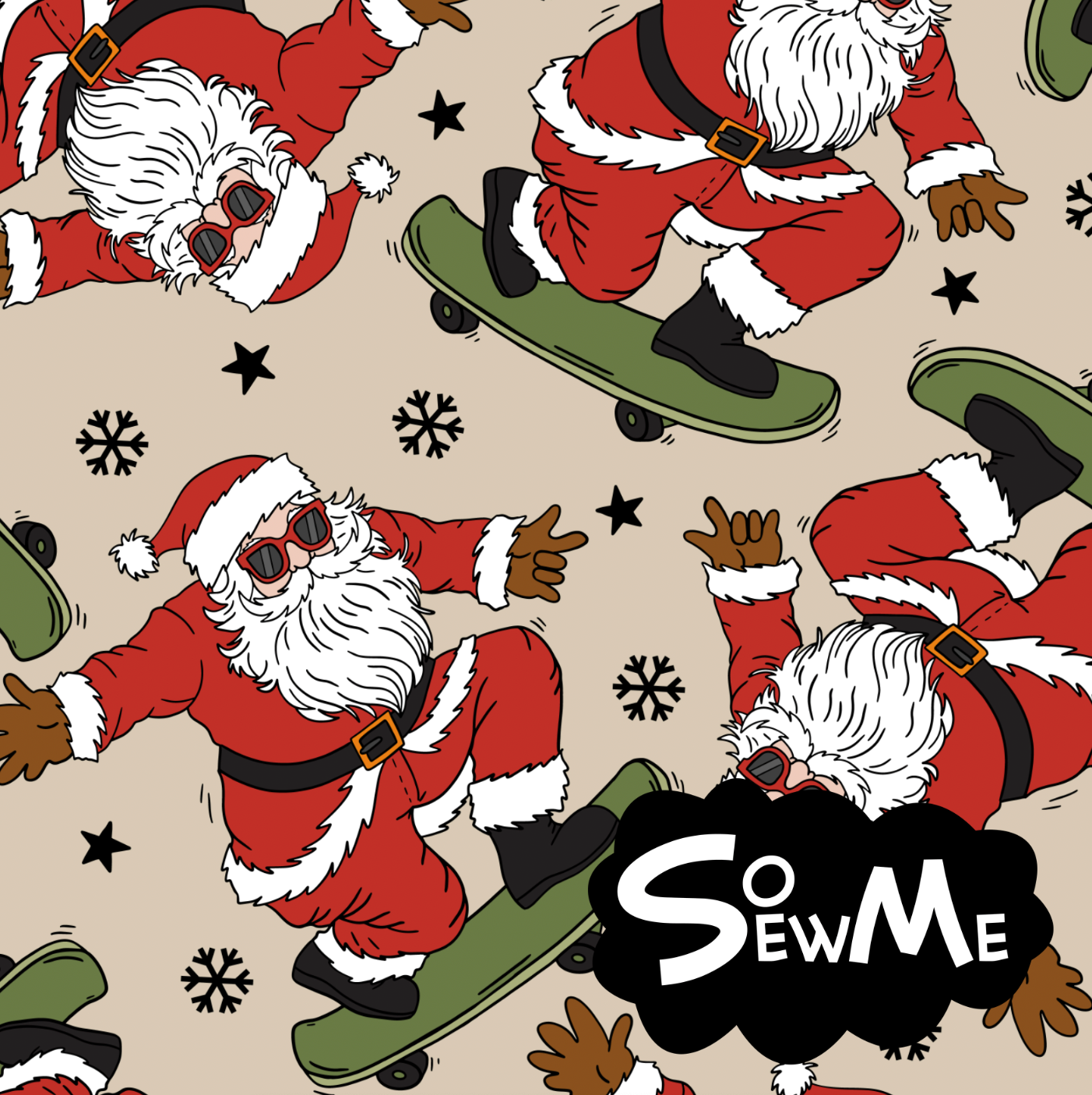 Skater Santa TRYCKS PÅ BESTÄLLNING
