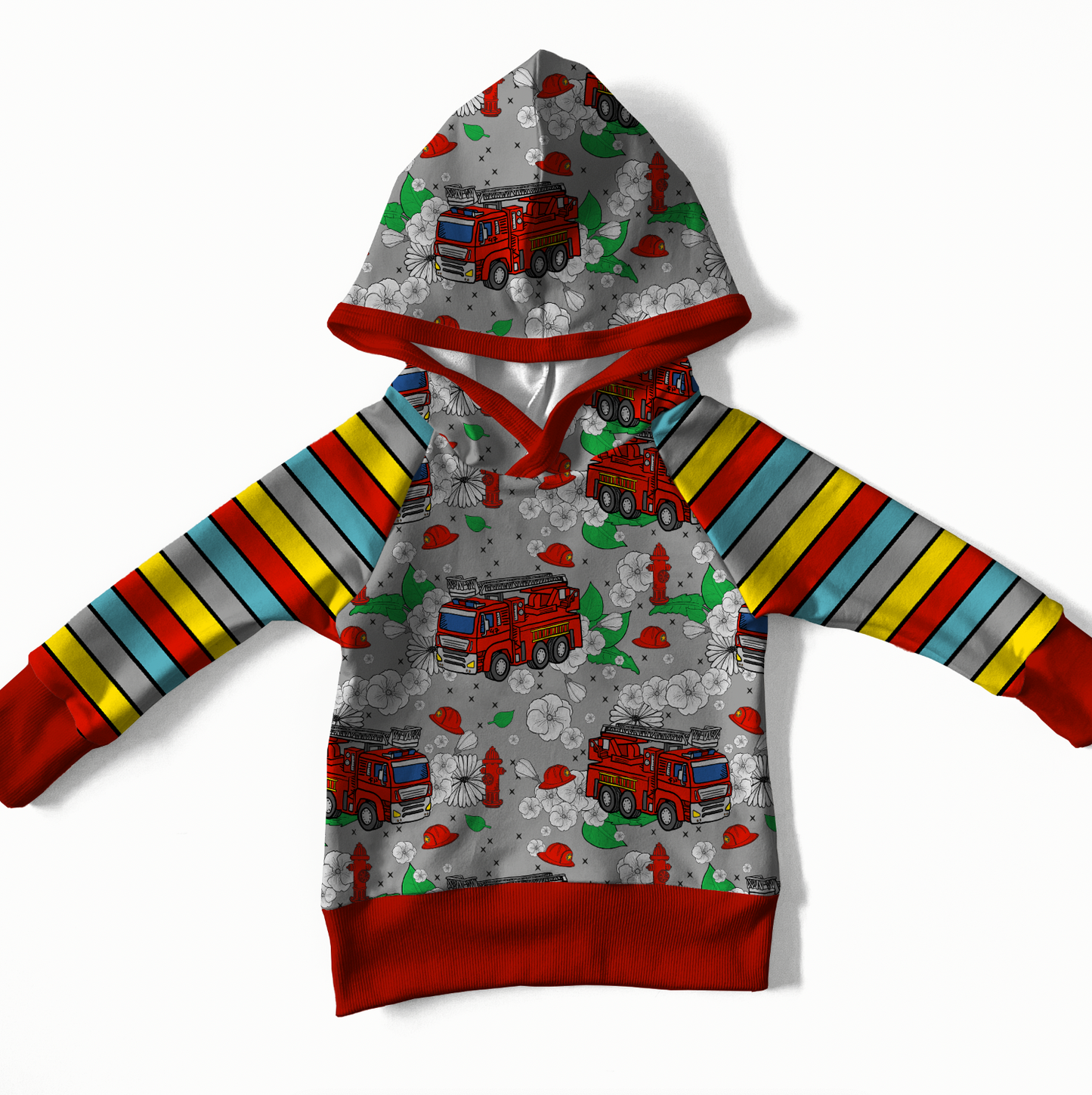 Blommiga Brandbilar Grå DROPSHIPPINGBESTSELLER