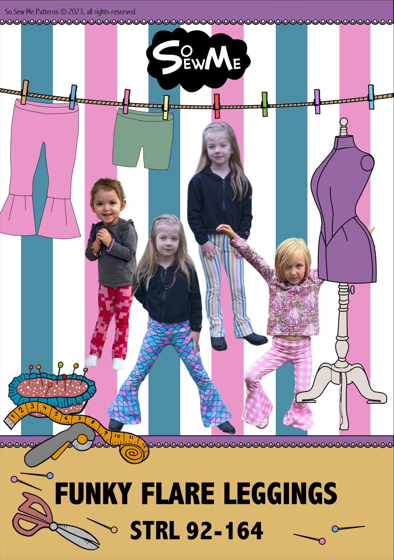 Funky Flare Leggings Strl 92-164 Pappersmönster