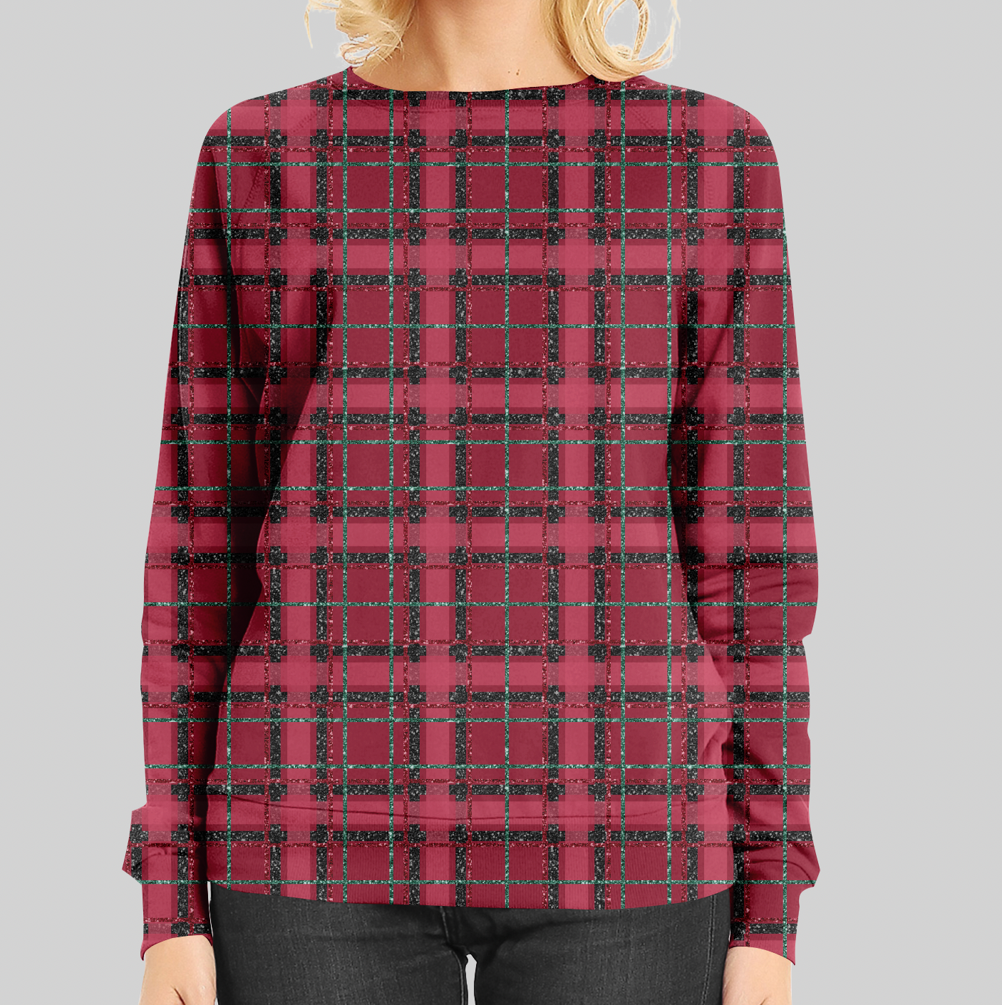 Glitter Tartan Red TRYCKS PÅ BESTÄLLNING