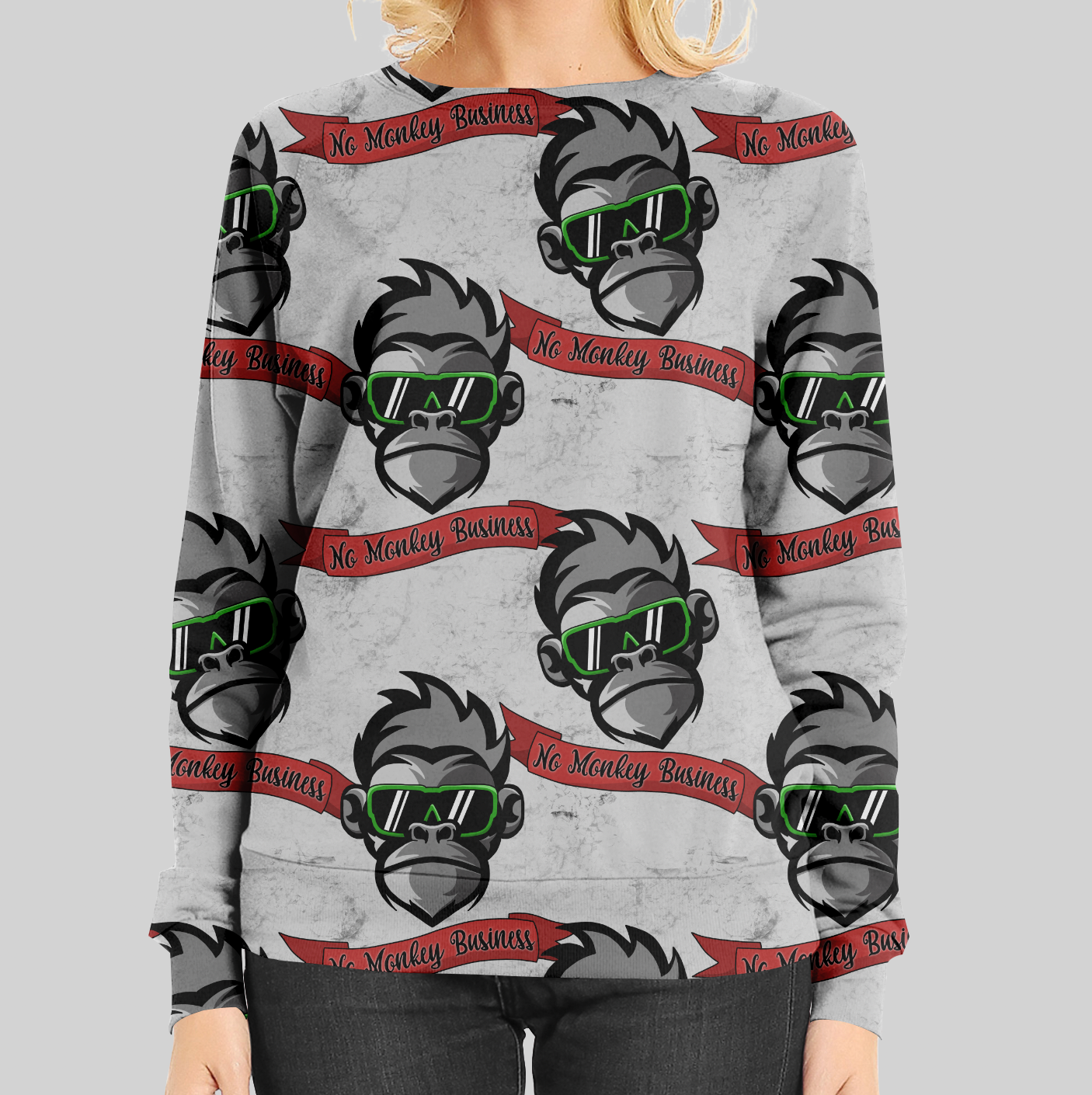 Monkey Biz Light Grey TRYCKS PÅ BESTÄLLNING