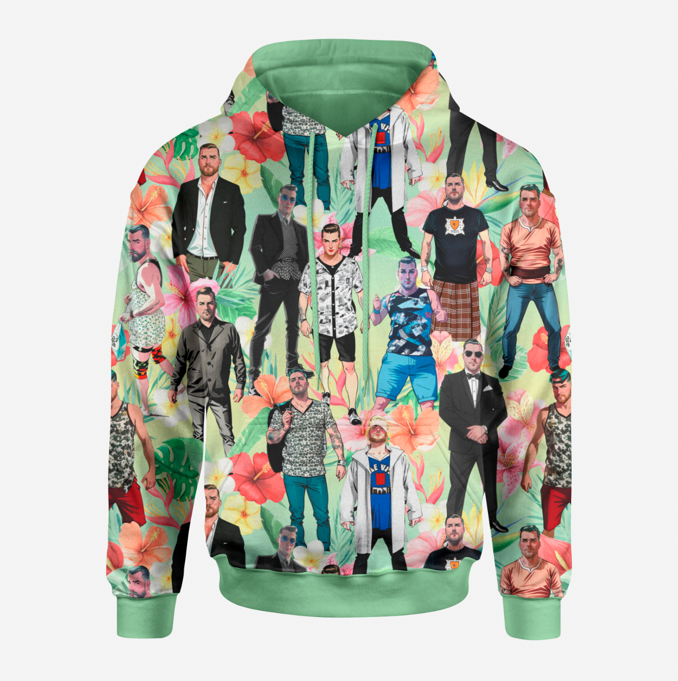 Tropical Pinup Men Ombre Green TRYCKS PÅ BESTÄLLNING