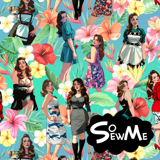 Tropical Pinup Ombre Aqua TRYCKS PÅ BESTÄLLNING