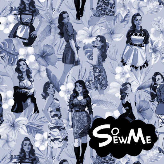 Tropical Pinup Mono Blue TRYCKS PÅ BESTÄLLNING