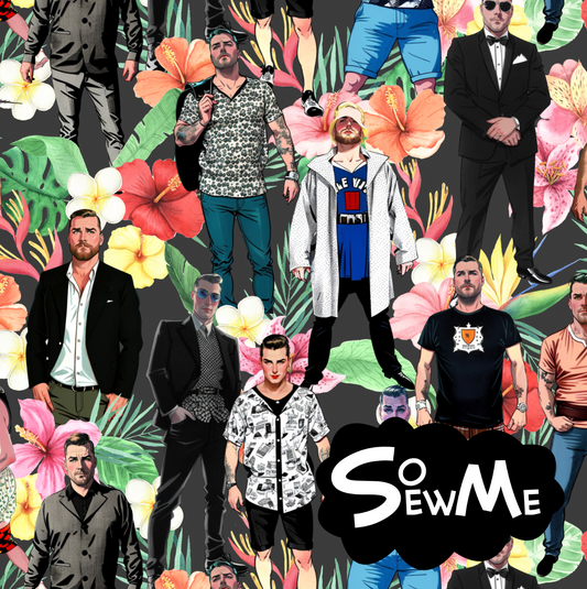 Tropical Pinup Men Grey TRYCKS PÅ BESTÄLLNING