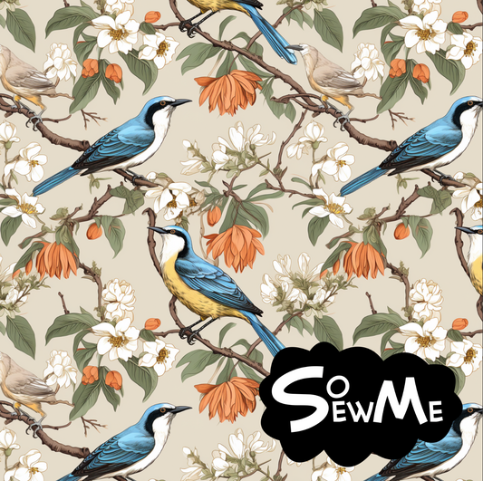 Birds Beige TRYCKS PÅ BESTÄLLNING