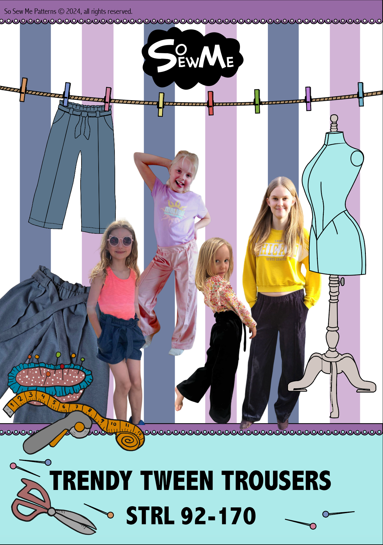 Trendy Tween Trousers Strl 92-170 Pappersmönster