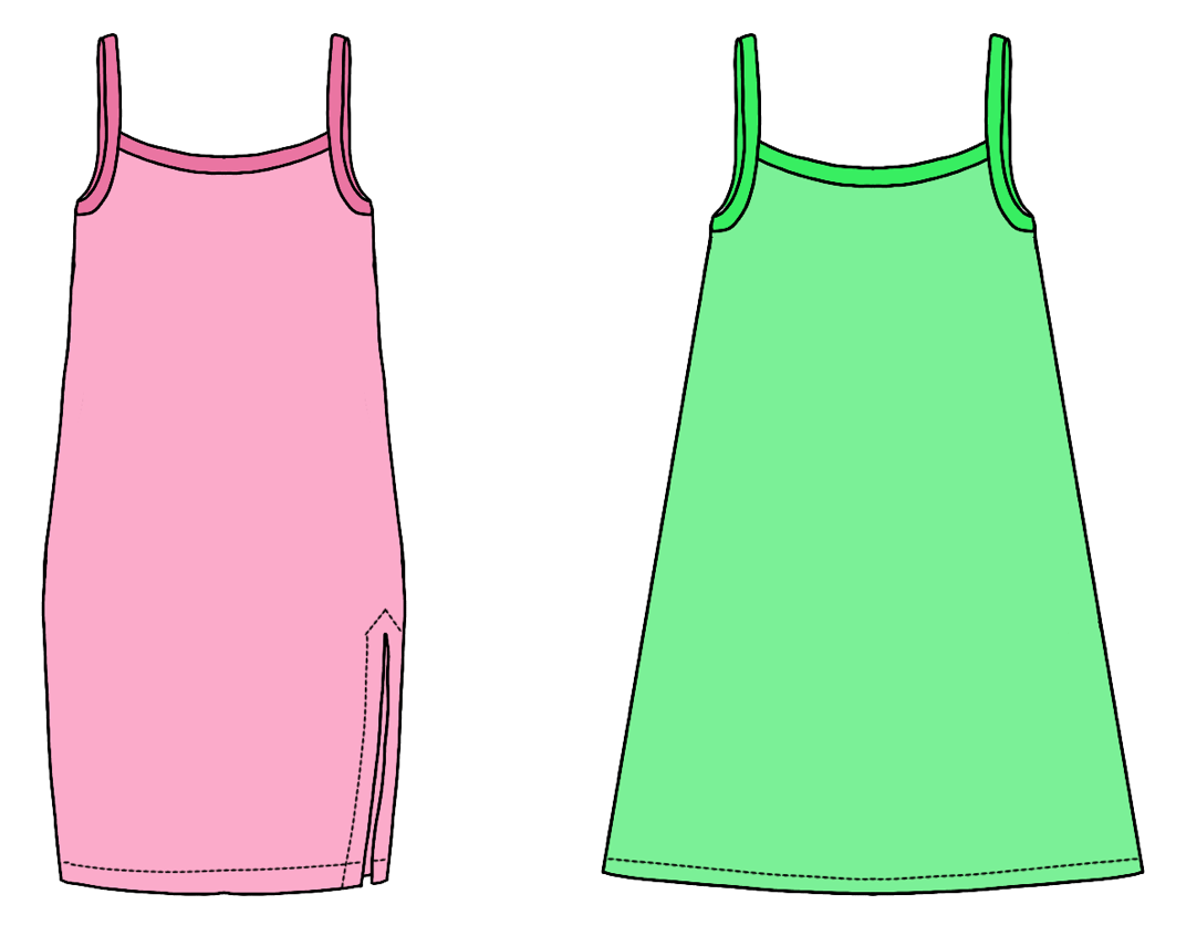 Spaghetti Dress Strl 98-170 PDF-mönster