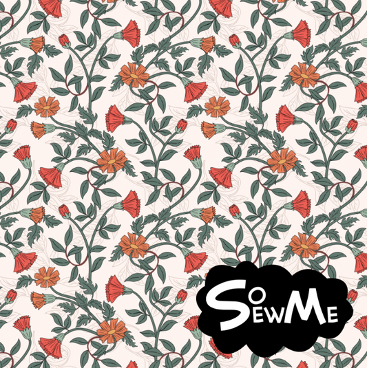 Art Nouveau Fall Flowers TRYCKS PÅ BESTÄLLNING