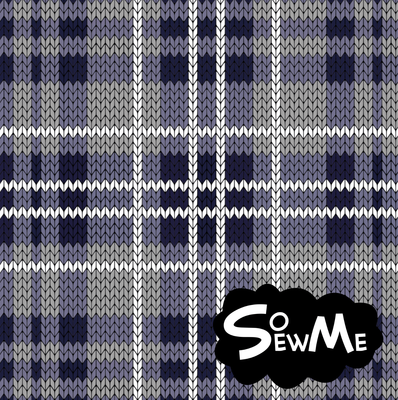 Knitted Tartan Blue TRYCKS PÅ BESTÄLLNING