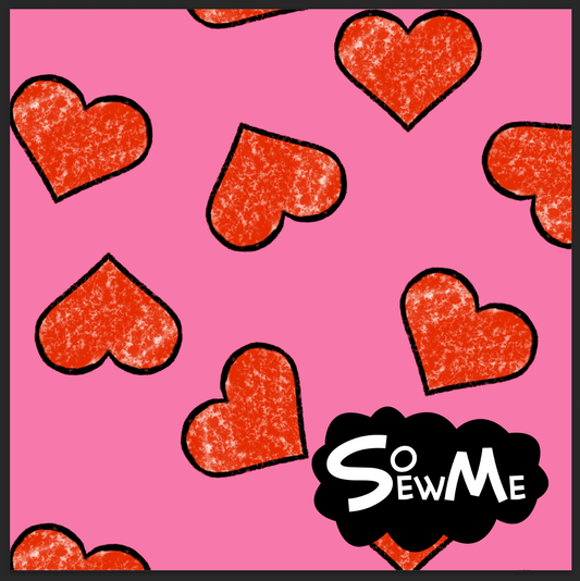 Chalk Hearts Pink TRYCKS PÅ BESTÄLLNING