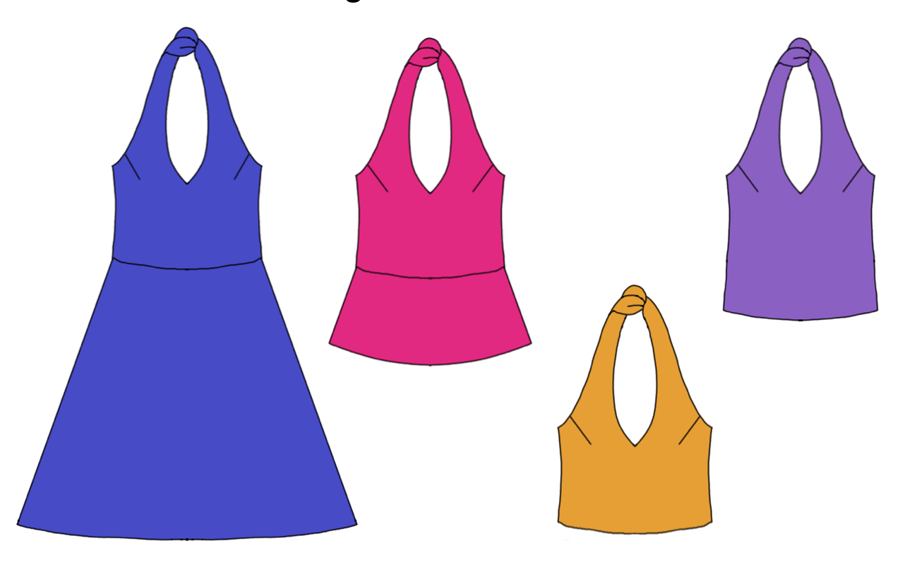 Halternation Top & Dress Strl 34-56 Pappersmönster