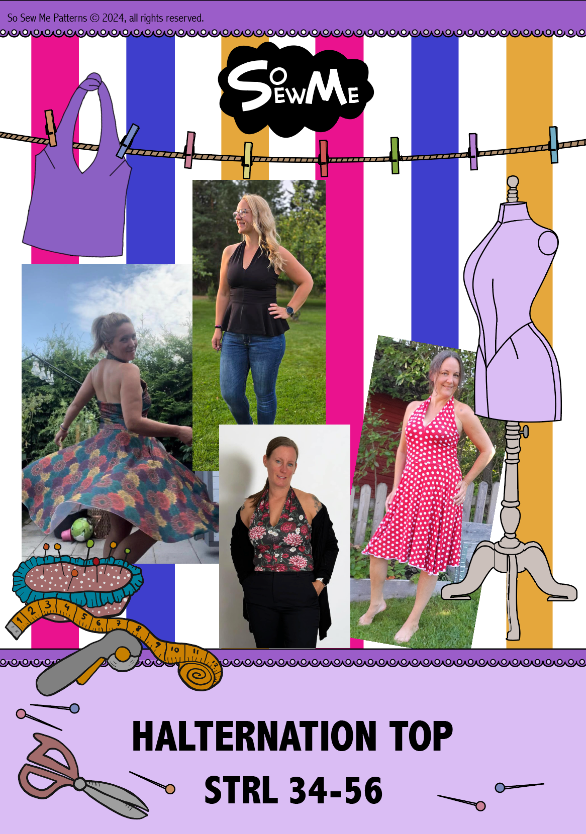 Halternation Top & Dress Strl 34-56 Pappersmönster