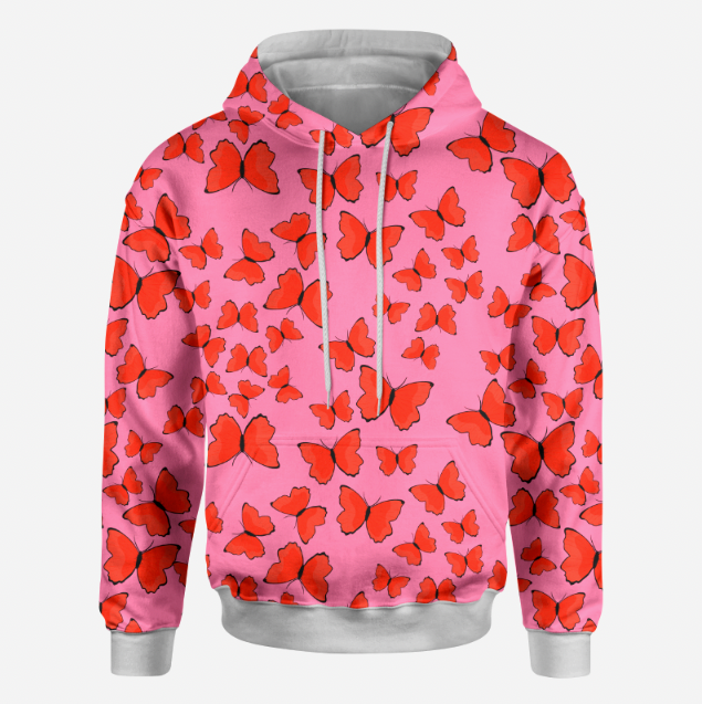 Butterflies Red Pink TRYCKS PÅ BESTÄLLNING