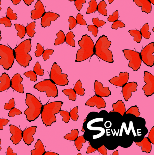 Butterflies Red Pink TRYCKS PÅ BESTÄLLNING