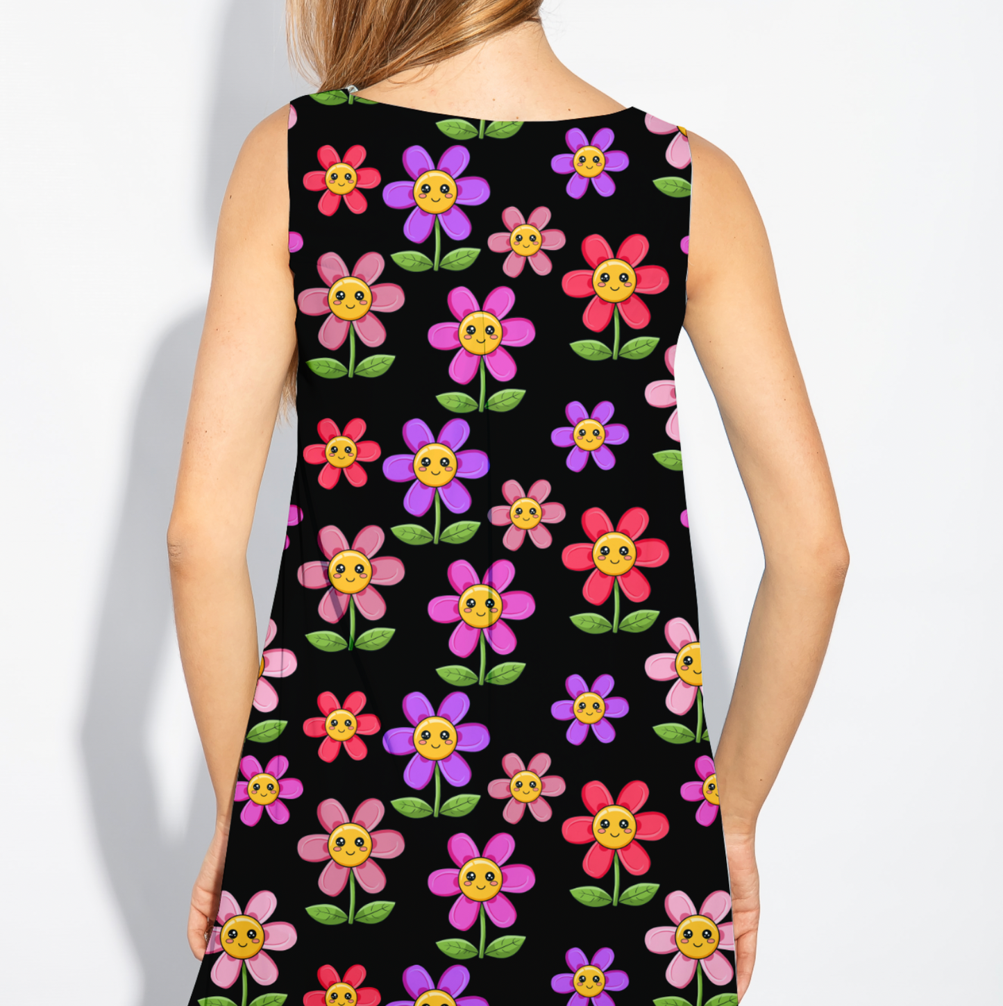 Kawaii Flowers Pink Black TRYCKS PÅ BESTÄLLNING