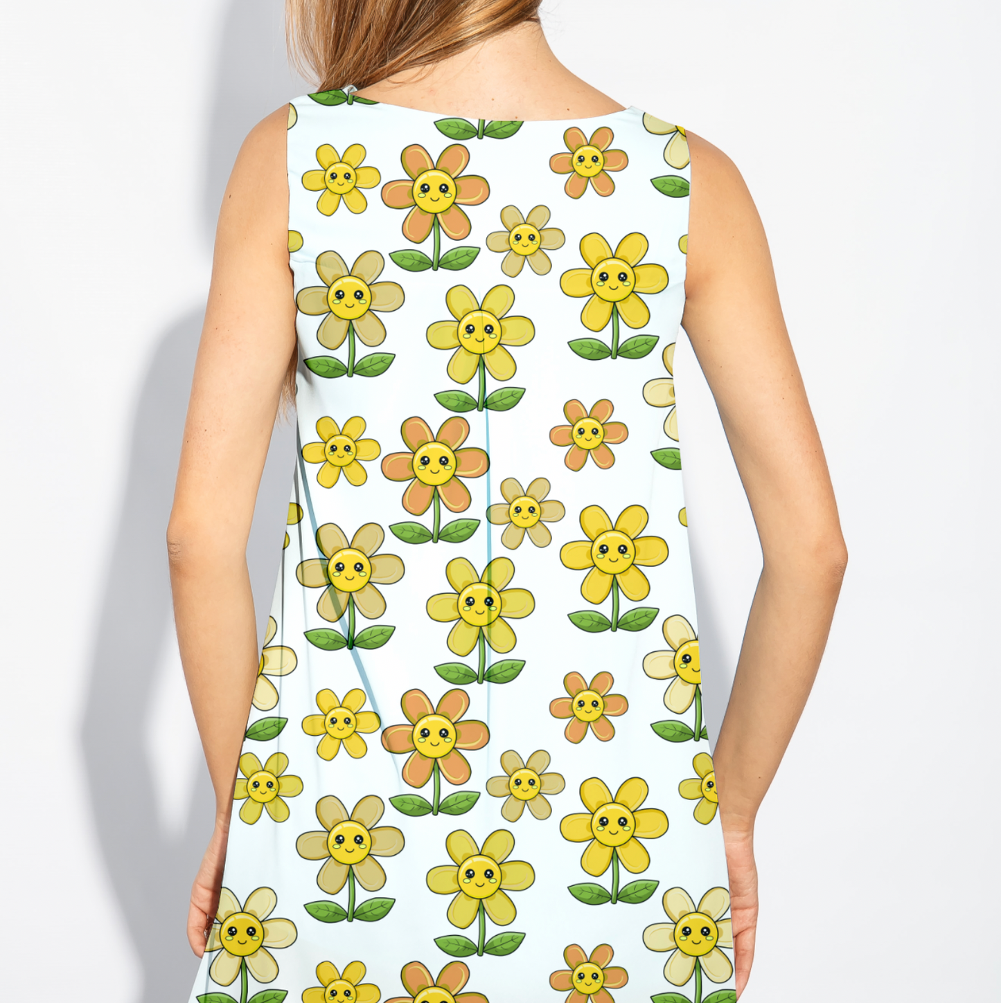 Kawaii Flowers Yellow White TRYCKS PÅ BESTÄLLNING