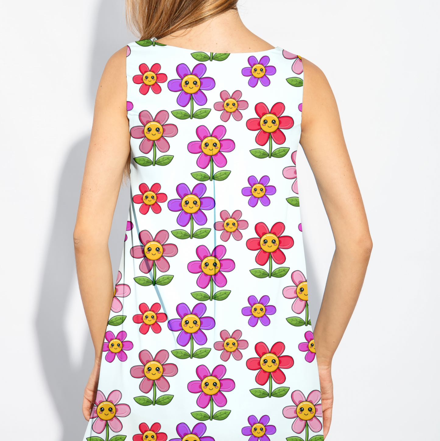 Kawaii Flowers Pink White TRYCKS PÅ BESTÄLLNING