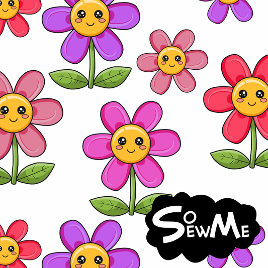 Kawaii Flowers Pink White TRYCKS PÅ BESTÄLLNING