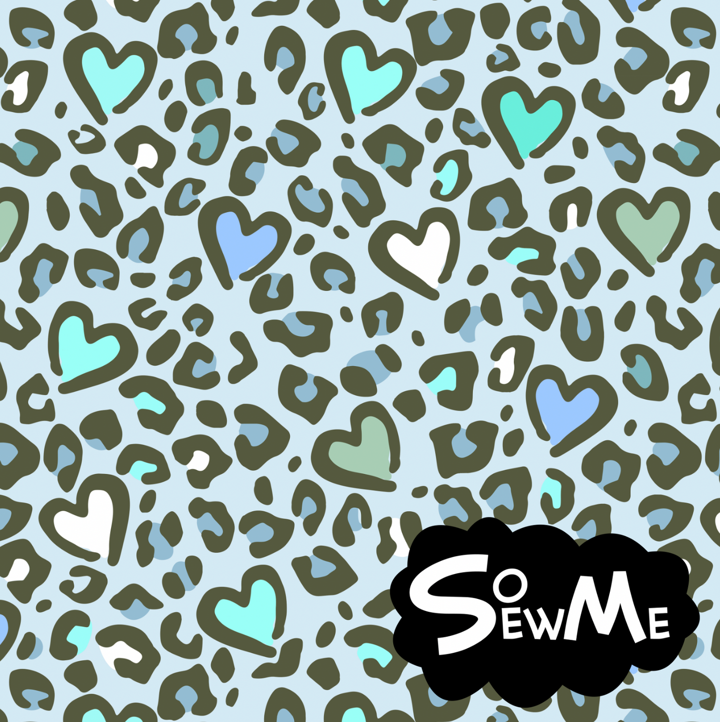 Leopard Hearts Aqua TRYCKS PÅ BESTÄLLNING