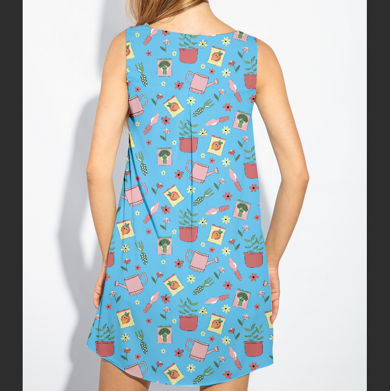 Gardening Fun Blue TRYCKS PÅ BESTÄLLNING