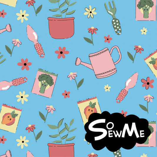 Gardening Fun Blue TRYCKS PÅ BESTÄLLNING