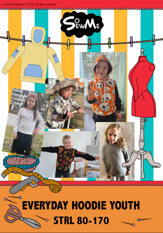 Everyday Hoodie Youth Strl 80-170 Pappersmönster