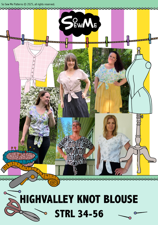 Highvalley Knot Blouse Strl 34-56 Pappersmönster FÖRHANDSBOKNING