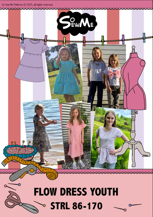 Flow Dress Youth Strl 86-170 Pappersmönster FÖRHANDSBOKNING