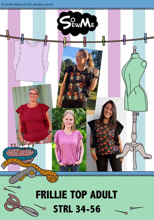 Frillie Top Adult Strl 34-56 Pappersmönster FÖRHANDSBOKNING