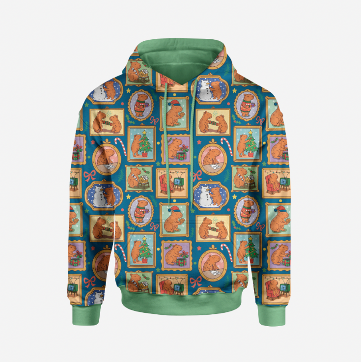 Capybara Xmas Blue TRYCKS PÅ BESTÄLLNING
