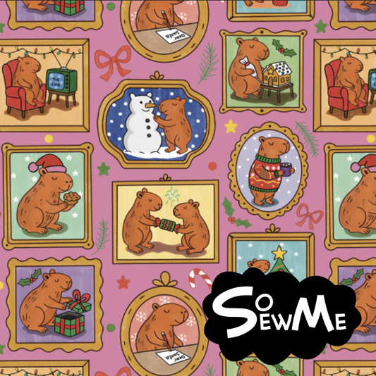 Capybara Xmas Pink TRYCKS PÅ BESTÄLLNING