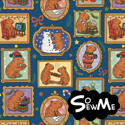 Capybara Xmas Blue TRYCKS PÅ BESTÄLLNING