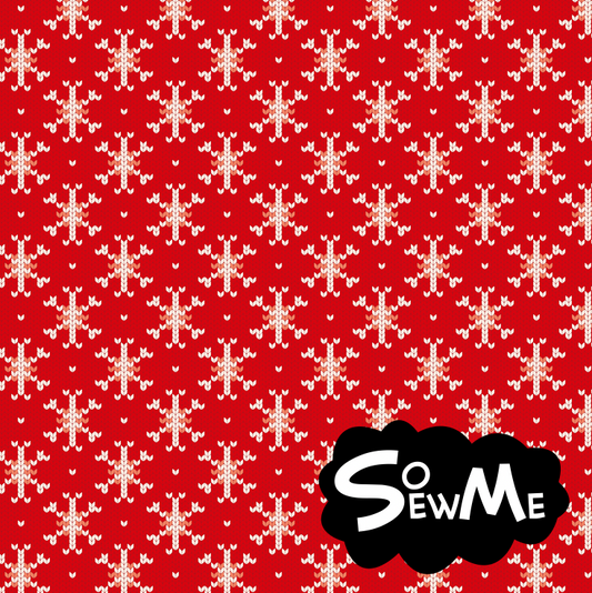 Knitted Snowflakes Red TRYCKS PÅ BESTÄLLNING
