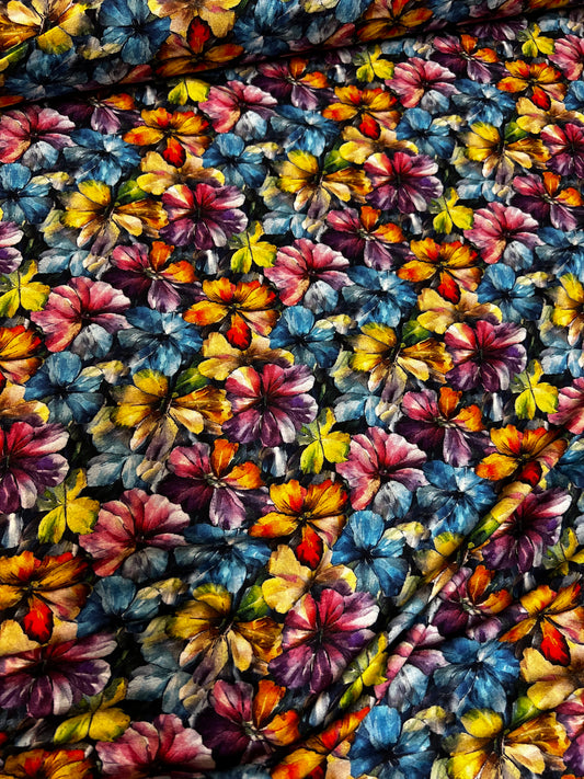 Regnbågsfärgade Akvarellblommor Viscosejersey