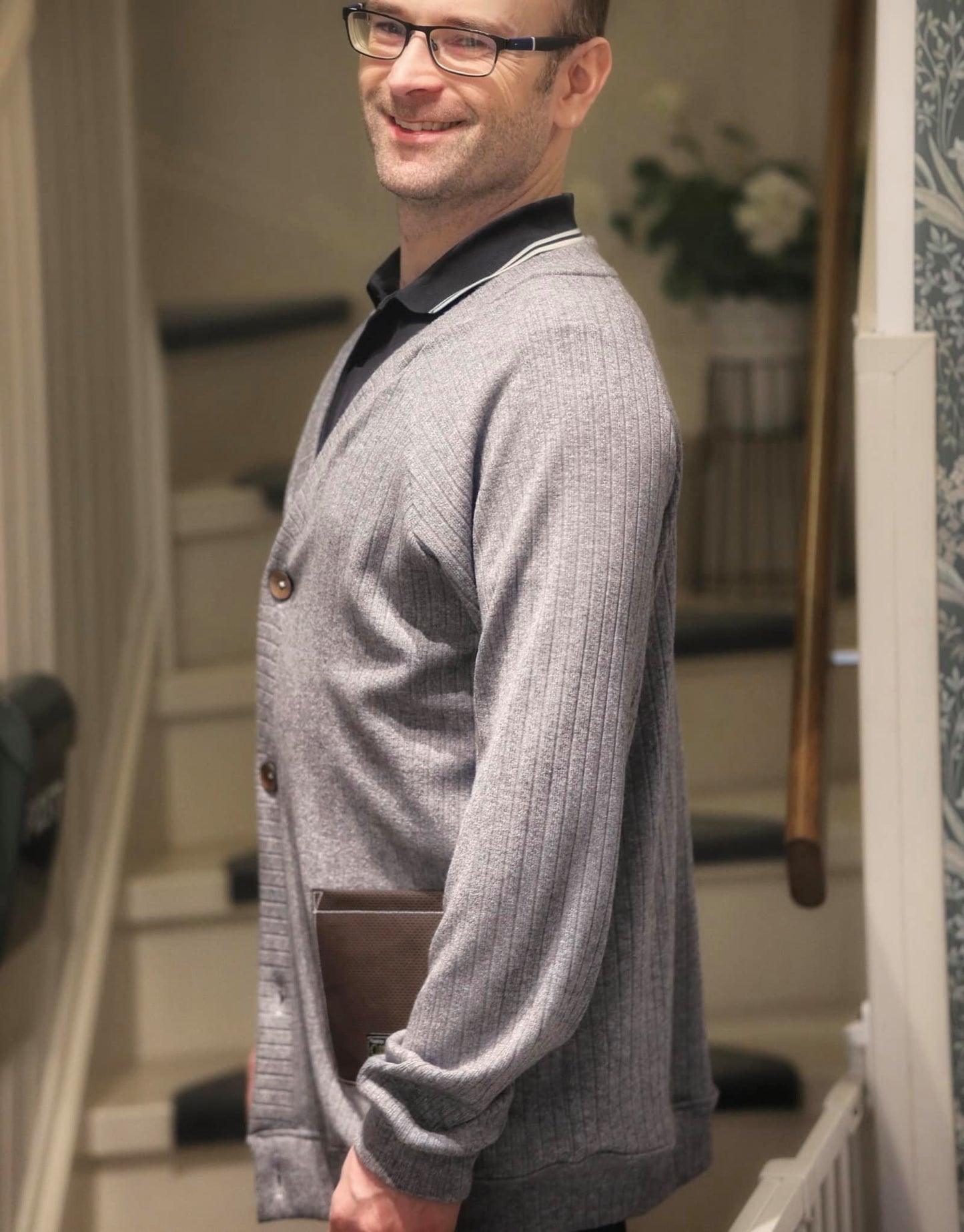 Those BaumwULLE Cardigans Herr Strl 2XS-5XL Pappersmönster
