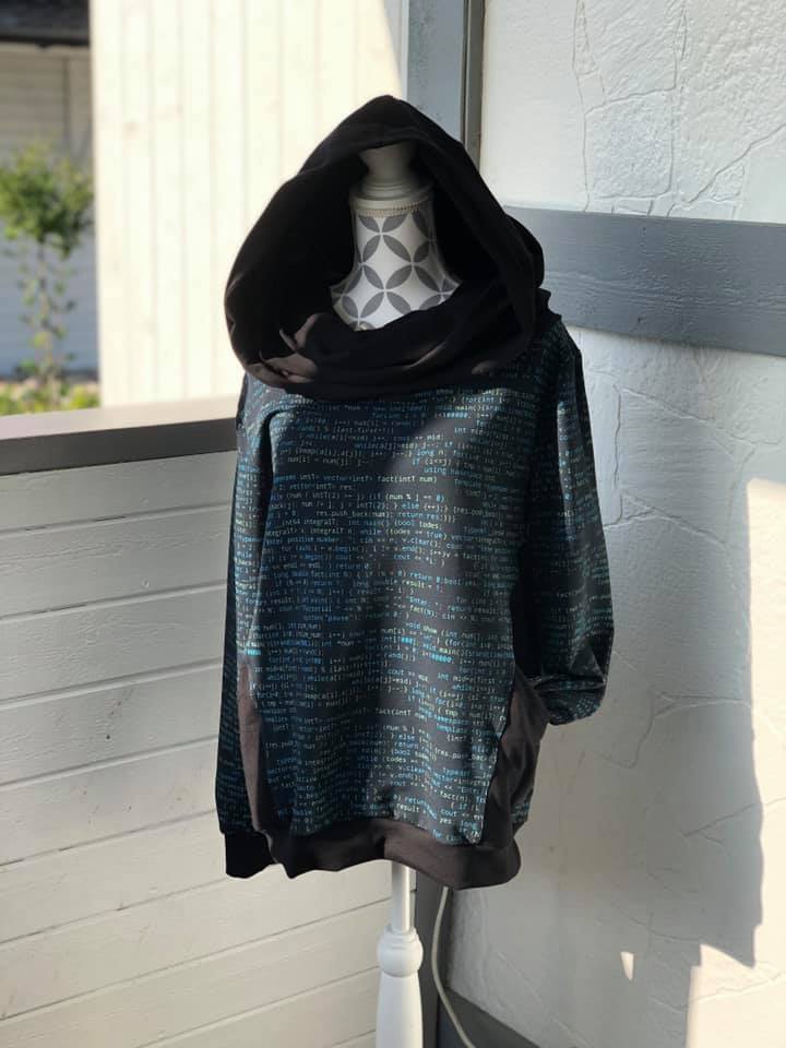 Shawl Neck Hoodie Strl 34-56 Pappersmönster