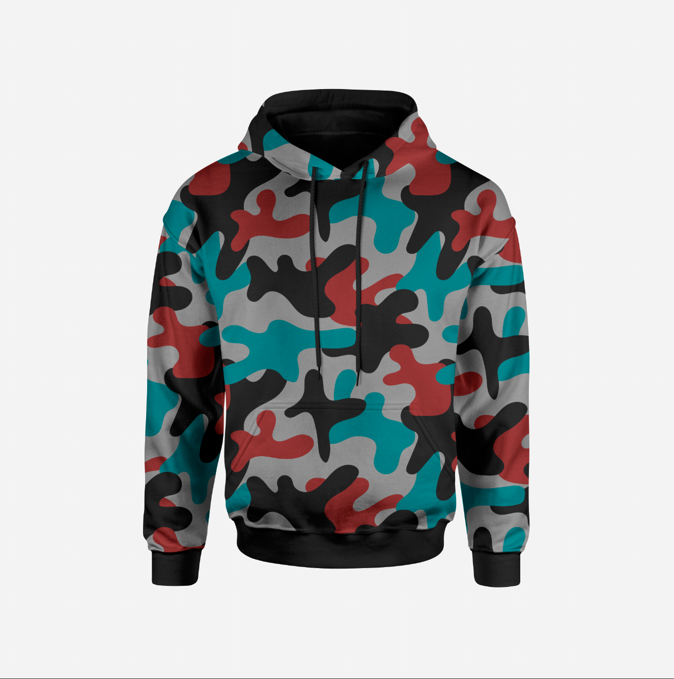 MEGA-camo Teal/Deep Red GOTS Sweatshirt/College