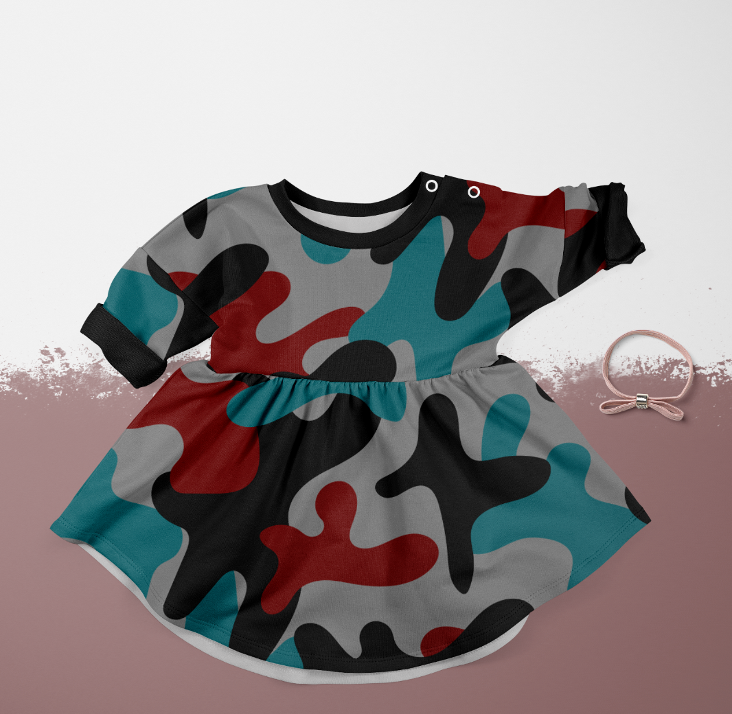 MEGA-camo Teal/Deep Red GOTS Sweatshirt/College