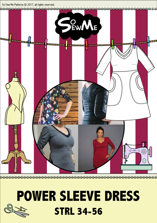 Power Sleeve Dress Strl 34-56 Pappersmönster