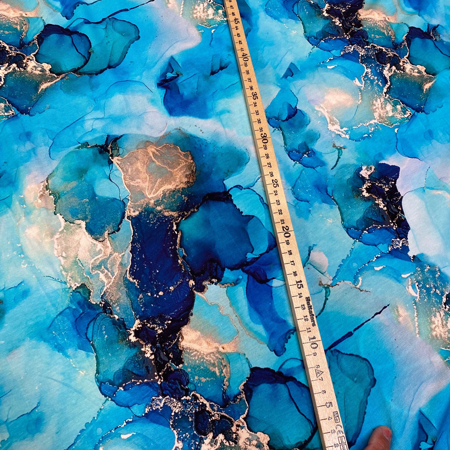 Alcohol Ink Blå French Terry/Öglad jogging