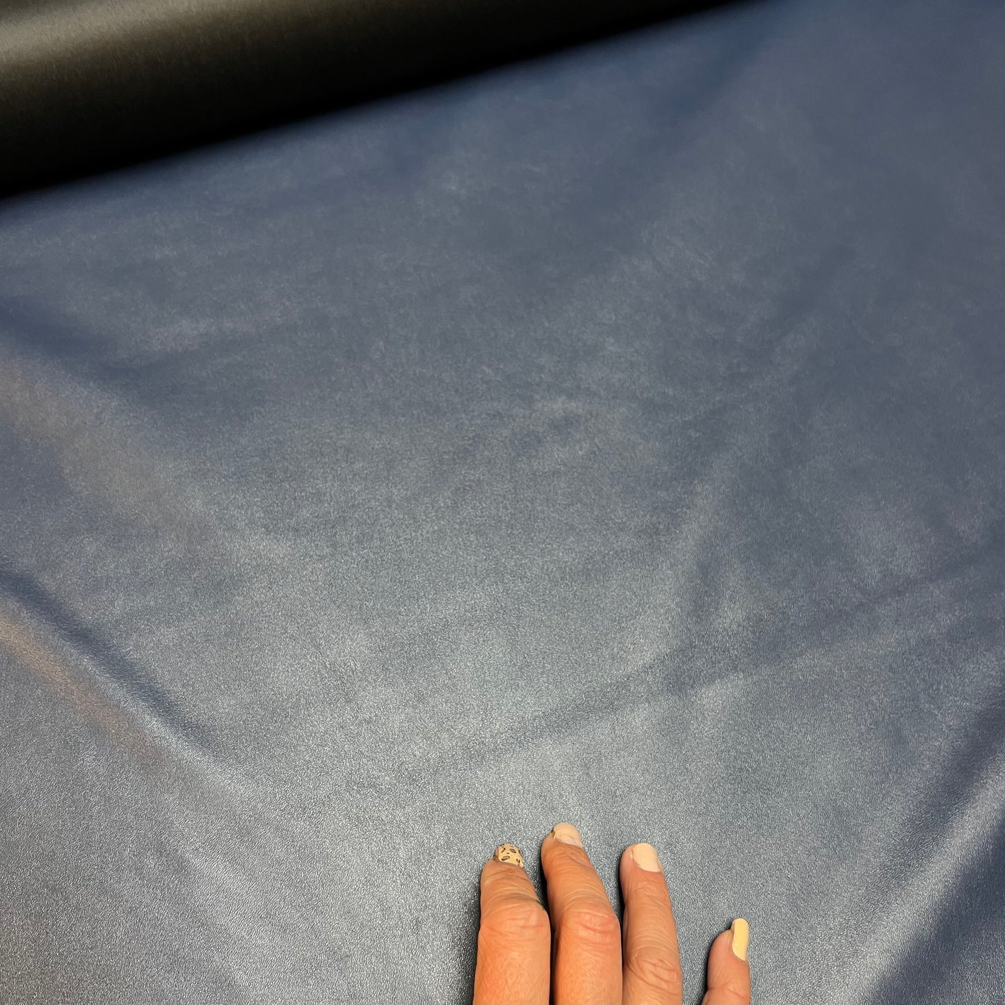 Stickad stretchläderlook Navy