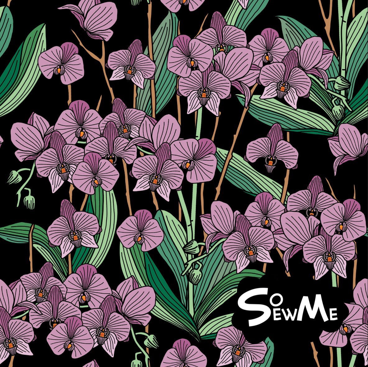 Orchidea Black/Pink GOTS-Trikå/Jersey